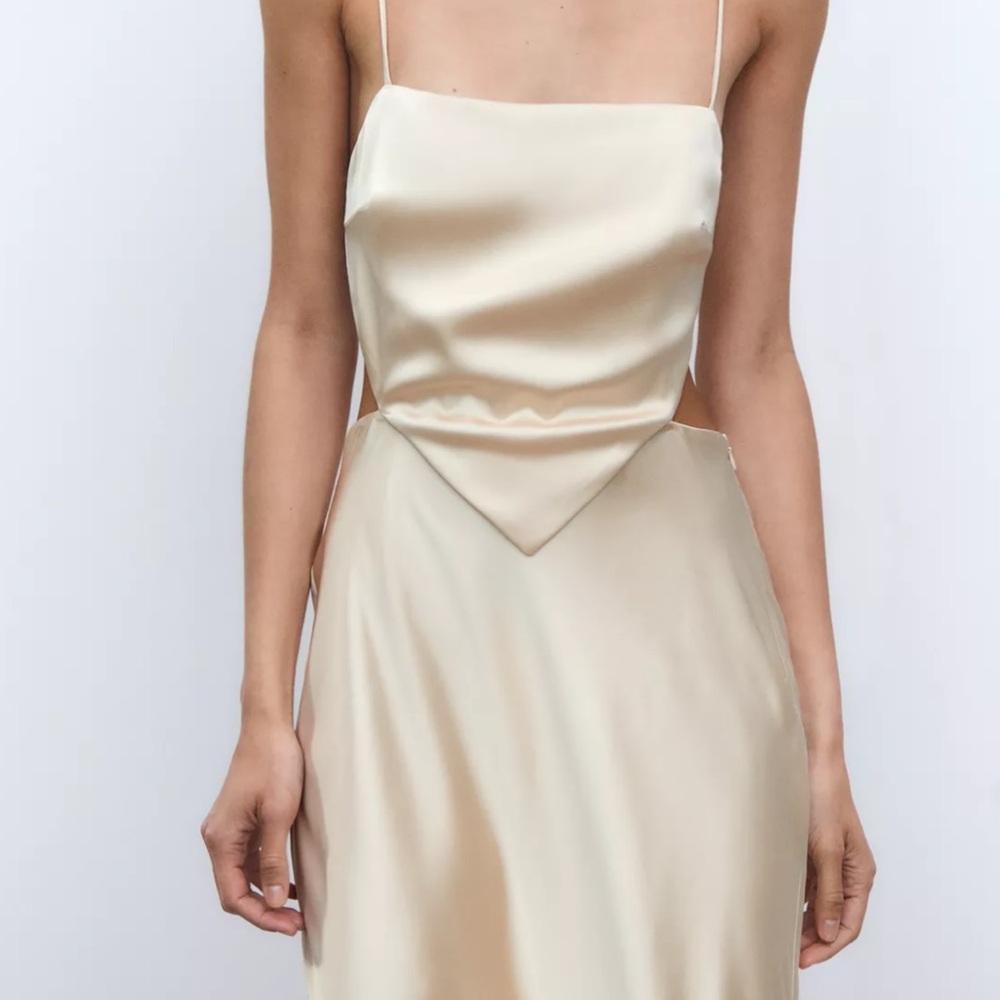 Zara Satin Wrap Dress - Picture 2 of 4